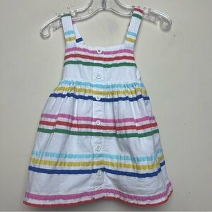 Baby Boden Striped Lightweight Cotton Dress White Pink Blue Green 3-6 months